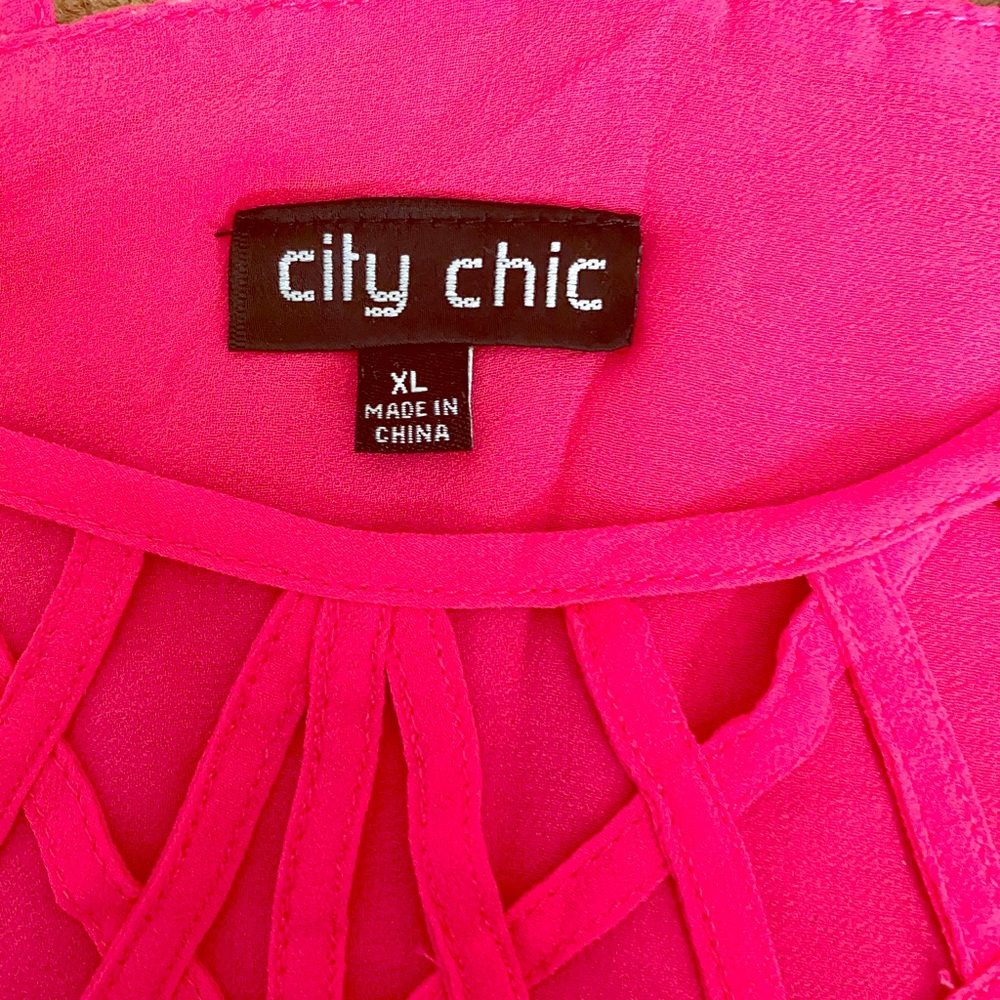 City Chic hot pink super cute flowy blouse